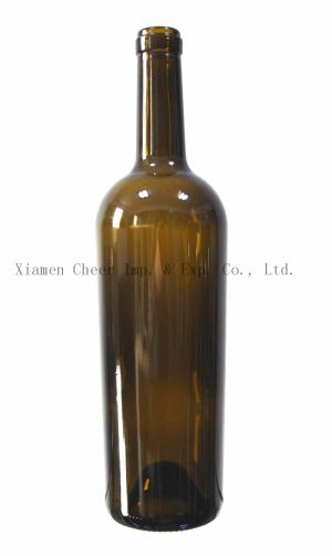 750ml warna hijau antik Cork selesai Bordeaux botol kaca (PT750-0057E)